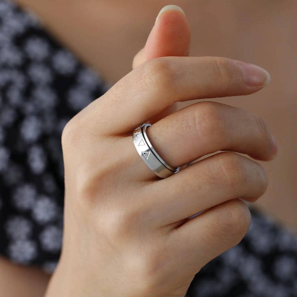 Modern Triangle Spin Steel Ring